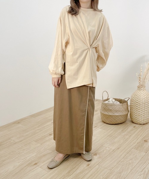 apres jour clair(アプレジュールクレア)の「【apress jour clair】2WAYデザインロンT(Tシャツ/カットソー・レディース・ピンクベージュ/オフホワイト/ライトベージュ・X-LARGE/フリー)」の18枚目の写真