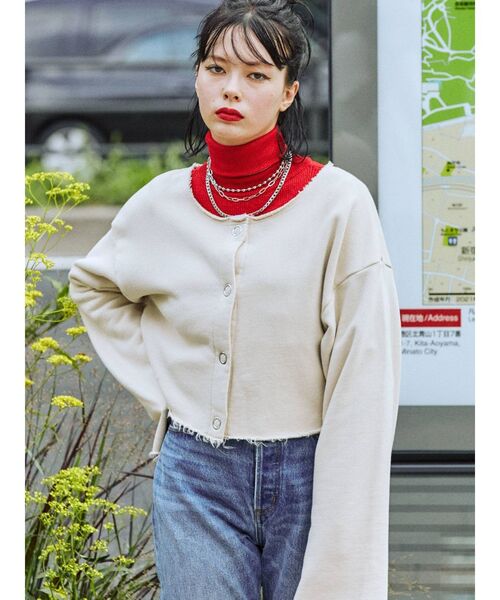 jouetie（ジュエティ）の「ダメージ2WAYカーディガン（カーディガン/ボレロ・レディース・ブラック/パープル/アイボリー・MEDIUM）」の14枚目の写真