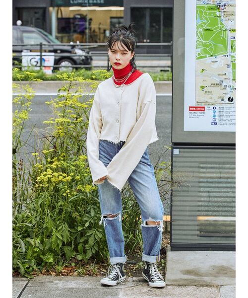 jouetie（ジュエティ）の「ダメージ2WAYカーディガン（カーディガン/ボレロ・レディース・ブラック/パープル/アイボリー・MEDIUM）」の12枚目の写真