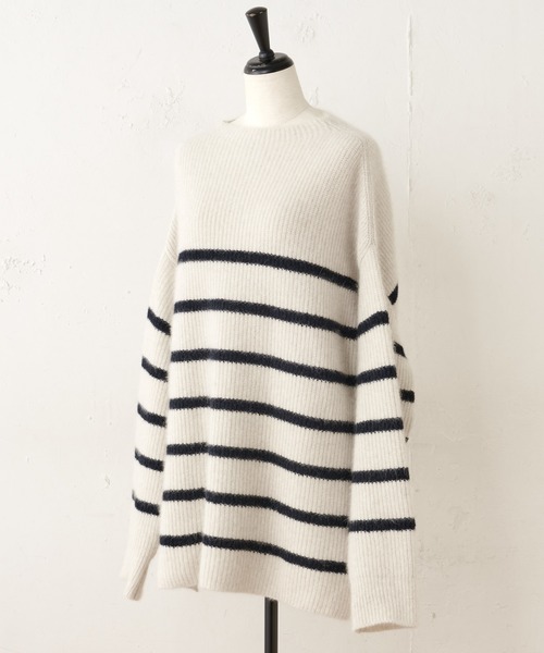 BEARDSLEY（ビアズリー）の「FOX混畦ボーダーニット（ニット/セーター・レディース・ベージュ・FREE）」の10枚目の写真