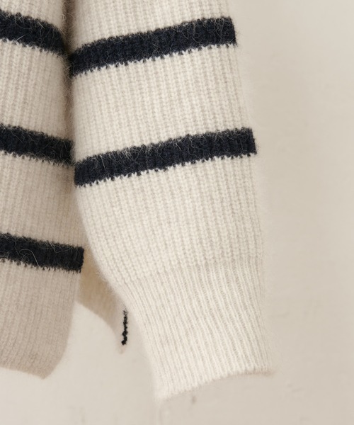 BEARDSLEY（ビアズリー）の「FOX混畦ボーダーニット（ニット/セーター・レディース・ベージュ・FREE）」の14枚目の写真