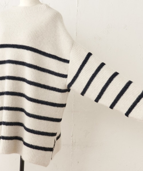 BEARDSLEY（ビアズリー）の「FOX混畦ボーダーニット（ニット/セーター・レディース・ベージュ・FREE）」の17枚目の写真
