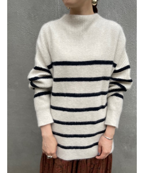 BEARDSLEY（ビアズリー）の「FOX混畦ボーダーニット（ニット/セーター・レディース・ベージュ・FREE）」の5枚目の写真