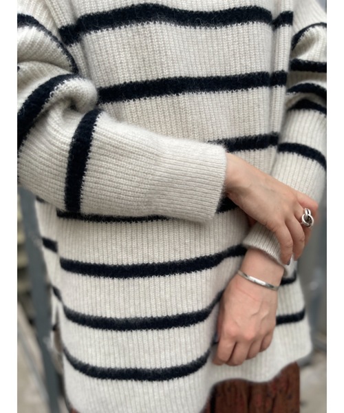 BEARDSLEY（ビアズリー）の「FOX混畦ボーダーニット（ニット/セーター・レディース・ベージュ・FREE）」の19枚目の写真