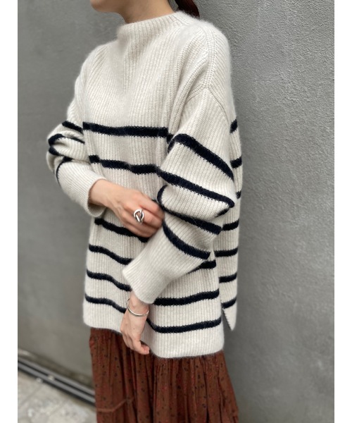 BEARDSLEY（ビアズリー）の「FOX混畦ボーダーニット（ニット/セーター・レディース・ベージュ・FREE）」の20枚目の写真