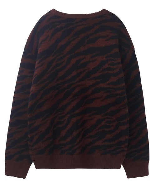 X-girl（エックスガール）の「ZEBRA PATTERN OVERSIZED KNIT CARDIGAN（カーディガン/ボレロ・レディース・ホワイト/ブラウン・ONE SIZE）」の5枚目の写真