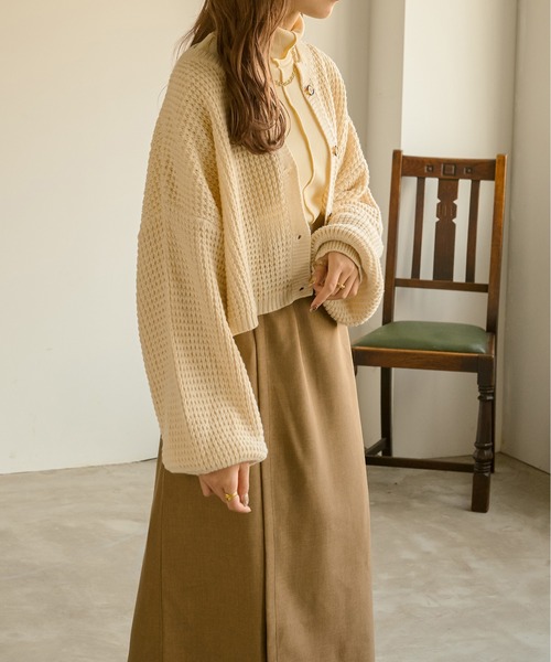 Ambre Neige(アンブルネージュ)の「ワッフルショートカーディガン/【WEB/EC限定商品】(カーディガン/ボレロ・レディース・アイボリー/ベージュ/ダークブラウン・FREE)」の19枚目の写真