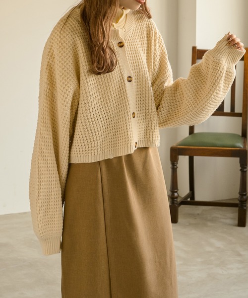 Ambre Neige(アンブルネージュ)の「ワッフルショートカーディガン/【WEB/EC限定商品】(カーディガン/ボレロ・レディース・アイボリー/ベージュ/ダークブラウン・FREE)」の15枚目の写真