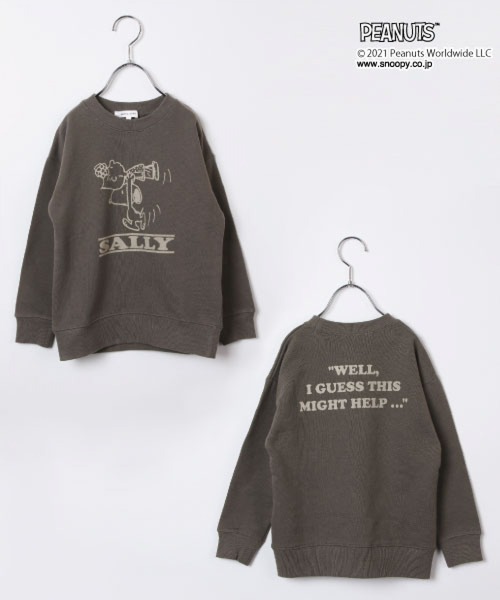 GLOBAL WORK(グローバルワーク)の「キッズ/PEANUTS/クルースウェット/218325(Tシャツ/カットソー・キッズ・チャコールグレー/ライトピンク/オフホワイト/ネイビー/ブラック・110cm/100cm/120cm/130cm/140cm/150cm/160cm)」の1枚目の写真