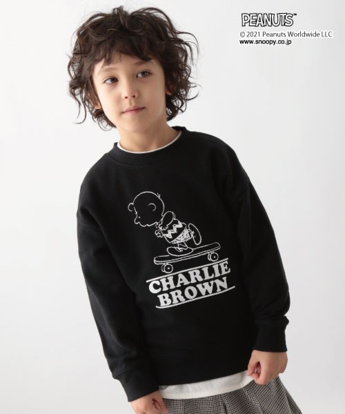 GLOBAL WORK(グローバルワーク)の「キッズ/PEANUTS/クルースウェット/218325(Tシャツ/カットソー・キッズ・チャコールグレー/ライトピンク/オフホワイト/ネイビー/ブラック・110cm/100cm/120cm/130cm/140cm/150cm/160cm)」の3枚目の写真