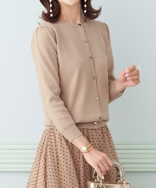 Prima Scherrer(プリマシェレル)の「ニット カーディガン ベーシック ギャザー袖 Prima Scherrer(カーディガン/ボレロ・レディース・ブラック/ベージュ/ピンク/ラベンダー・S/M)」の1枚目の写真