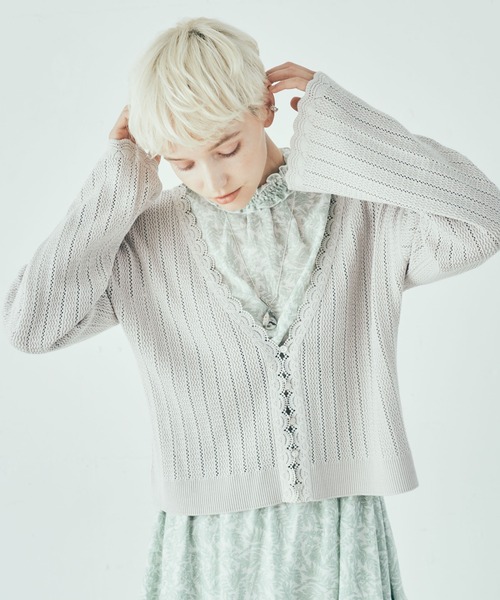 LAYMEE(レイミー)の「Nancy 2way knit cardigan / ナンシー2wayニットカーディガン(カーディガン/ボレロ・レディース・イエロー/グレー系その他/ブラック・FREE)」の2枚目の写真