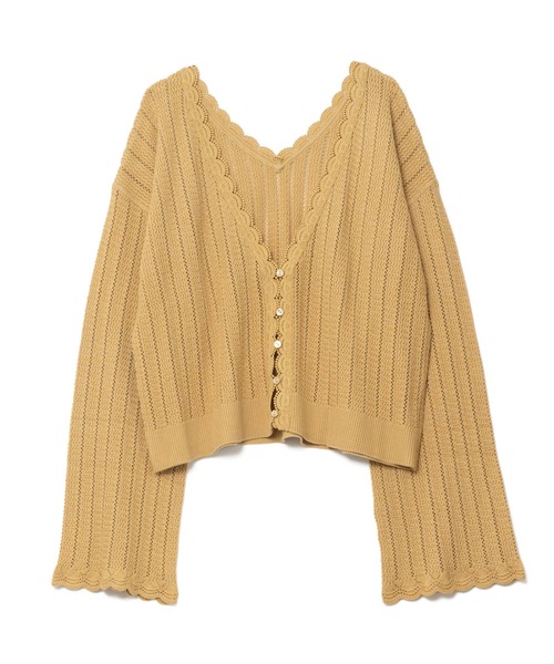 LAYMEE(レイミー)の「Nancy 2way knit cardigan / ナンシー2wayニットカーディガン(カーディガン/ボレロ・レディース・イエロー/グレー系その他/ブラック・FREE)」の4枚目の写真