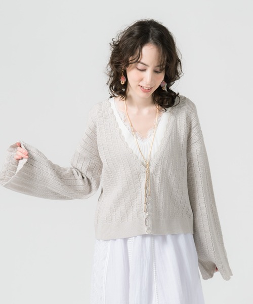 LAYMEE(レイミー)の「Nancy 2way knit cardigan / ナンシー2wayニットカーディガン(カーディガン/ボレロ・レディース・イエロー/グレー系その他/ブラック・FREE)」の12枚目の写真