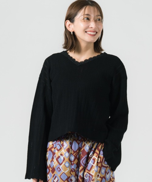 LAYMEE(レイミー)の「Nancy 2way knit cardigan / ナンシー2wayニットカーディガン(カーディガン/ボレロ・レディース・イエロー/グレー系その他/ブラック・FREE)」の13枚目の写真