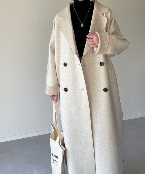 y/m by misato（イムバイミサト）の「ダブルフェイスダブルコート（チェスターコート・レディース・アイボリー/グレー/ベージュ/ブラウン・FREE）」の2枚目の写真