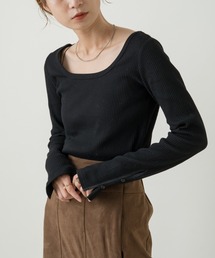 Kastane | 袖ボタンテレコリブTee(Tシャツ/カットソー)