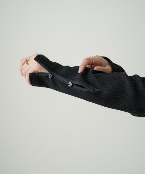 Kastane（カスタネ）の「袖ボタンテレコリブTee（Tシャツ/カットソー・レディース・ブラック/ブラウン/グリーン/アイボリー・FREE）」の12枚目の写真