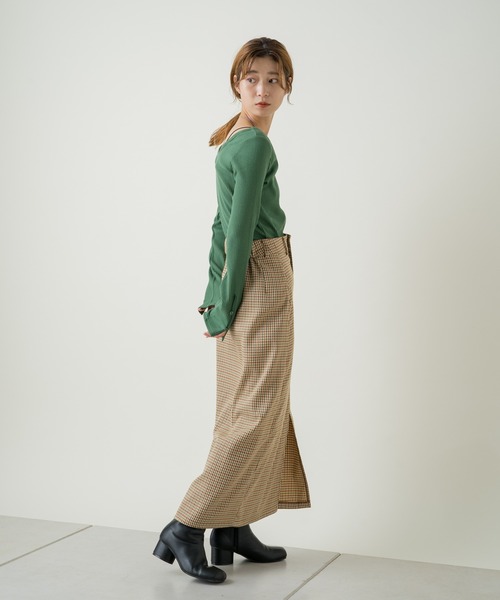 Kastane（カスタネ）の「袖ボタンテレコリブTee（Tシャツ/カットソー・レディース・ブラック/ブラウン/グリーン/アイボリー・FREE）」の15枚目の写真