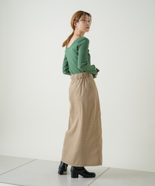 Kastane（カスタネ）の「袖ボタンテレコリブTee（Tシャツ/カットソー・レディース・ブラック/ブラウン/グリーン/アイボリー・FREE）」の18枚目の写真