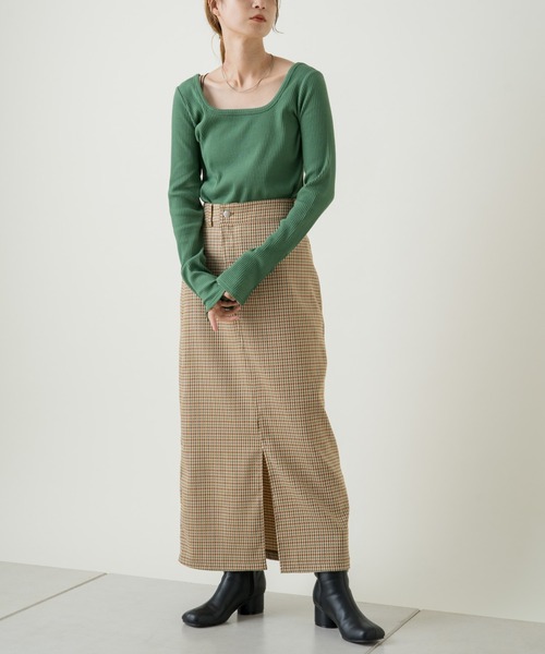 Kastane（カスタネ）の「袖ボタンテレコリブTee（Tシャツ/カットソー・レディース・ブラック/ブラウン/グリーン/アイボリー・FREE）」の9枚目の写真