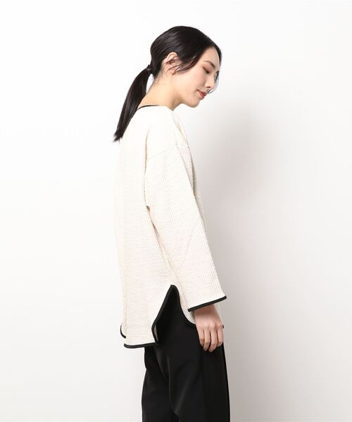 prose verse（プロズヴェール）の「キーネックカットツイードトップス（Tシャツ/カットソー・レディース・ブラック/オフホワイト・MEDIUM）」の4枚目の写真