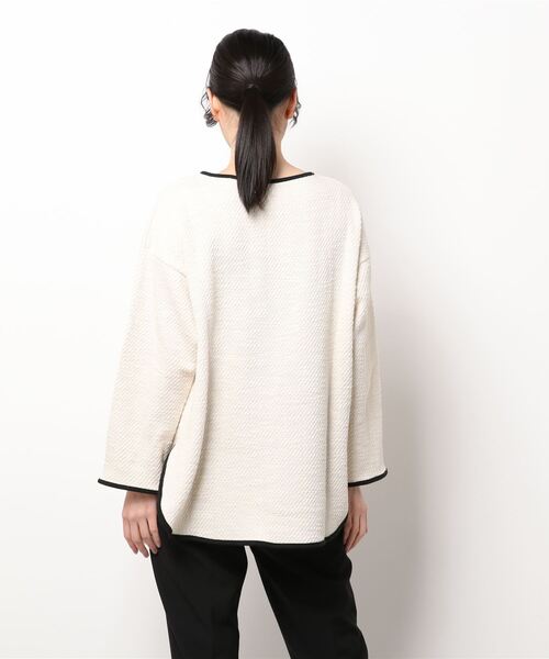 prose verse（プロズヴェール）の「キーネックカットツイードトップス（Tシャツ/カットソー・レディース・ブラック/オフホワイト・MEDIUM）」の3枚目の写真