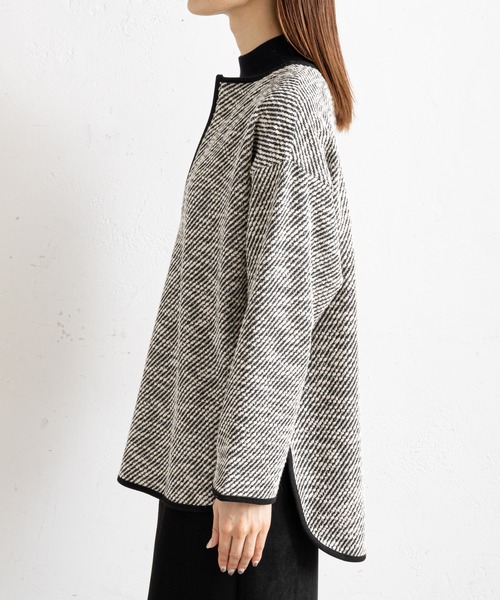 prose verse（プロズヴェール）の「キーネックカットツイードトップス（Tシャツ/カットソー・レディース・ブラック/オフホワイト・MEDIUM）」の17枚目の写真