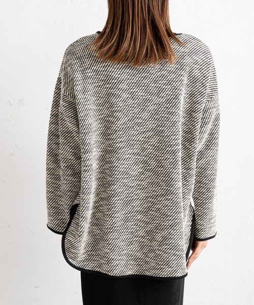 prose verse（プロズヴェール）の「キーネックカットツイードトップス（Tシャツ/カットソー・レディース・ブラック/オフホワイト・MEDIUM）」の18枚目の写真