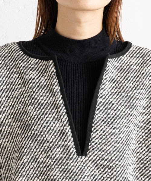 prose verse（プロズヴェール）の「キーネックカットツイードトップス（Tシャツ/カットソー・レディース・ブラック/オフホワイト・MEDIUM）」の19枚目の写真