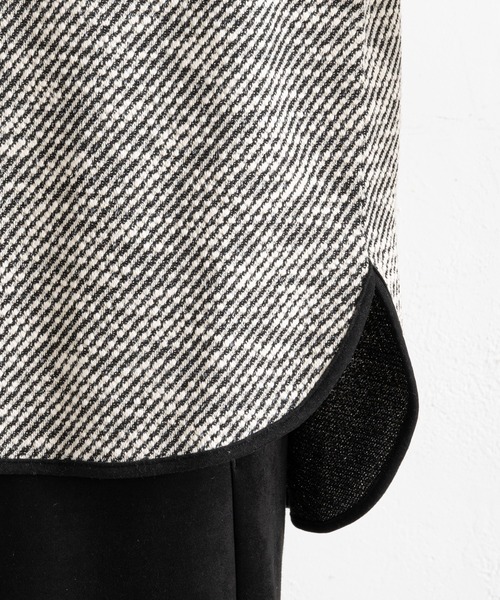 prose verse（プロズヴェール）の「キーネックカットツイードトップス（Tシャツ/カットソー・レディース・ブラック/オフホワイト・MEDIUM）」の21枚目の写真