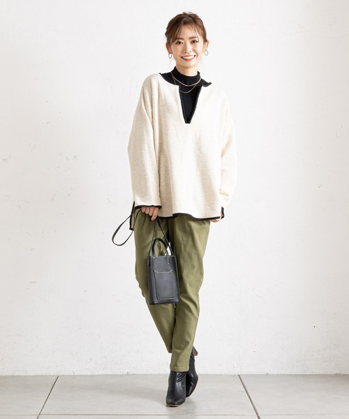 prose verse（プロズヴェール）の「キーネックカットツイードトップス（Tシャツ/カットソー・レディース・ブラック/オフホワイト・MEDIUM）」の8枚目の写真