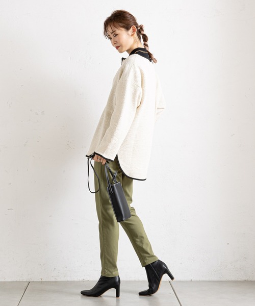 prose verse（プロズヴェール）の「キーネックカットツイードトップス（Tシャツ/カットソー・レディース・ブラック/オフホワイト・MEDIUM）」の9枚目の写真