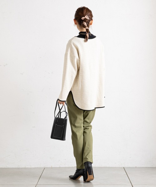 prose verse（プロズヴェール）の「キーネックカットツイードトップス（Tシャツ/カットソー・レディース・ブラック/オフホワイト・MEDIUM）」の10枚目の写真