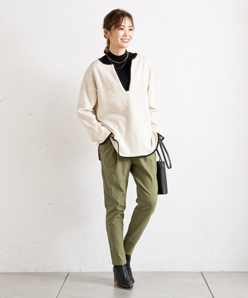 prose verse（プロズヴェール）の「キーネックカットツイードトップス（Tシャツ/カットソー・レディース・ブラック/オフホワイト・MEDIUM）」の11枚目の写真