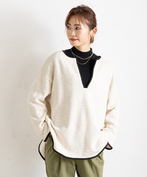 prose verse（プロズヴェール）の「キーネックカットツイードトップス（Tシャツ/カットソー・レディース・ブラック/オフホワイト・MEDIUM）」の13枚目の写真