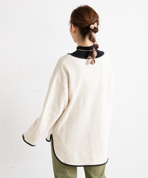 prose verse（プロズヴェール）の「キーネックカットツイードトップス（Tシャツ/カットソー・レディース・ブラック/オフホワイト・MEDIUM）」の14枚目の写真