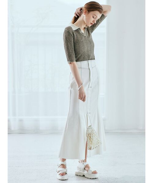 MURUA（ムルーア）の「メッシュニットポロシャツ（ポロシャツ・レディース・ブラック/グリーン/ブラウン・FREE）」の10枚目の写真