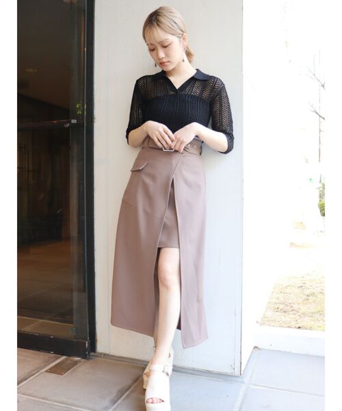 MURUA（ムルーア）の「メッシュニットポロシャツ（ポロシャツ・レディース・ブラック/グリーン/ブラウン・FREE）」の16枚目の写真