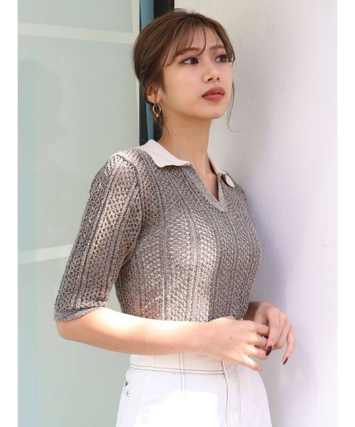 MURUA（ムルーア）の「メッシュニットポロシャツ（ポロシャツ・レディース・ブラック/グリーン/ブラウン・FREE）」の15枚目の写真