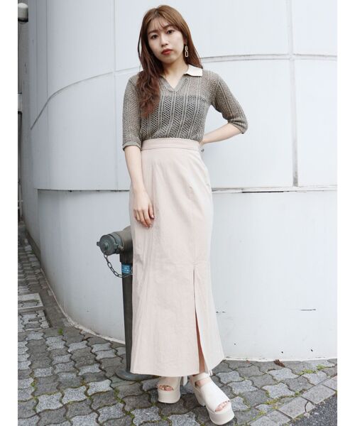 MURUA（ムルーア）の「メッシュニットポロシャツ（ポロシャツ・レディース・ブラック/グリーン/ブラウン・FREE）」の5枚目の写真