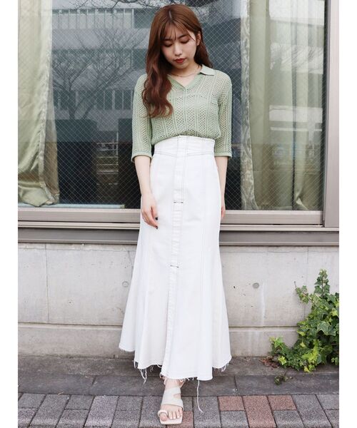 MURUA（ムルーア）の「メッシュニットポロシャツ（ポロシャツ・レディース・ブラック/グリーン/ブラウン・FREE）」の9枚目の写真