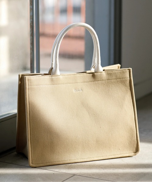 koe(コエ)の「キャンバスブックトート*(トートバッグ・レディース・ブラック/グレー/ピンク/ブルー/グリーン/アイボリー/ベージュ・FREE)」の4枚目の写真