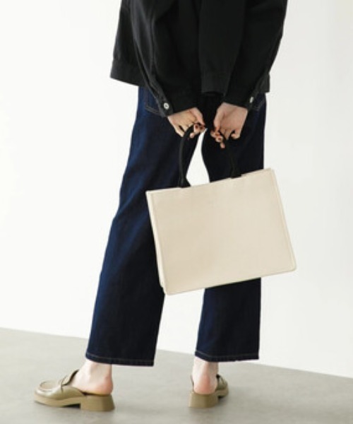 koe(コエ)の「キャンバスブックトート*(トートバッグ・レディース・ブラック/グレー/ピンク/ブルー/グリーン/アイボリー/ベージュ・FREE)」の1枚目の写真