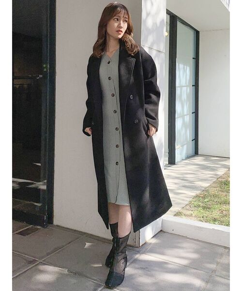 dazzlin（ダズリン）の「ベーシックダブルチェスターコート（チェスターコート・レディース・ブラック/キャメル/ブルー/アイボリー・FREE）」の3枚目の写真