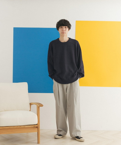 FORK&SPOON(フォークアンドスプーン)の「FORK&SPOON 柄編みサドルショルダーニット(ニット/セーター・メンズ・オフホワイト/ネイビー・5/4)」の22枚目の写真