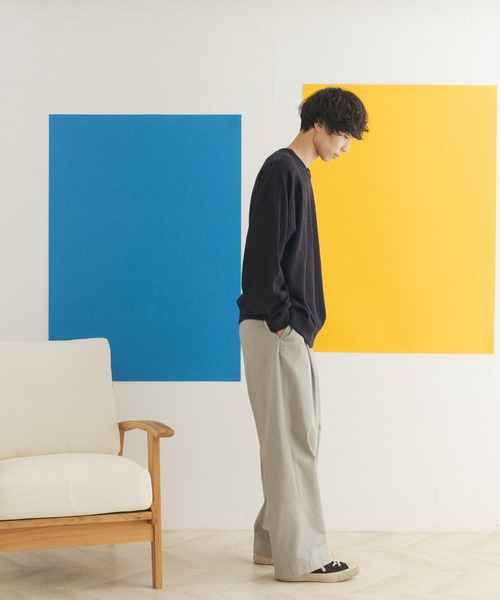 FORK&SPOON(フォークアンドスプーン)の「FORK&SPOON 柄編みサドルショルダーニット(ニット/セーター・メンズ・オフホワイト/ネイビー・5/4)」の9枚目の写真