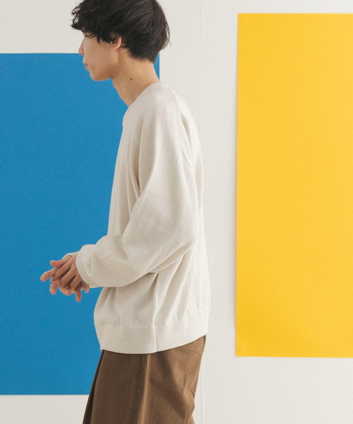 FORK&SPOON(フォークアンドスプーン)の「FORK&SPOON 柄編みサドルショルダーニット(ニット/セーター・メンズ・オフホワイト/ネイビー・5/4)」の12枚目の写真