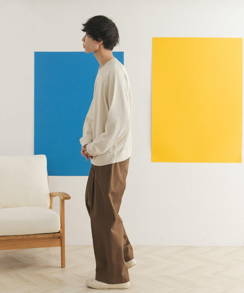 FORK&SPOON(フォークアンドスプーン)の「FORK&SPOON 柄編みサドルショルダーニット(ニット/セーター・メンズ・オフホワイト/ネイビー・5/4)」の7枚目の写真