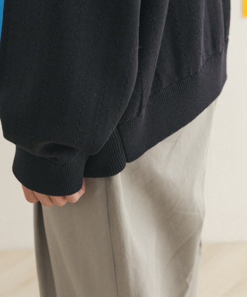 FORK&SPOON(フォークアンドスプーン)の「FORK&SPOON 柄編みサドルショルダーニット(ニット/セーター・メンズ・オフホワイト/ネイビー・5/4)」の5枚目の写真